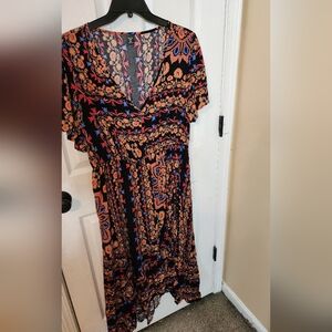 SHEIN Black and Orange Floral Maxi Dress